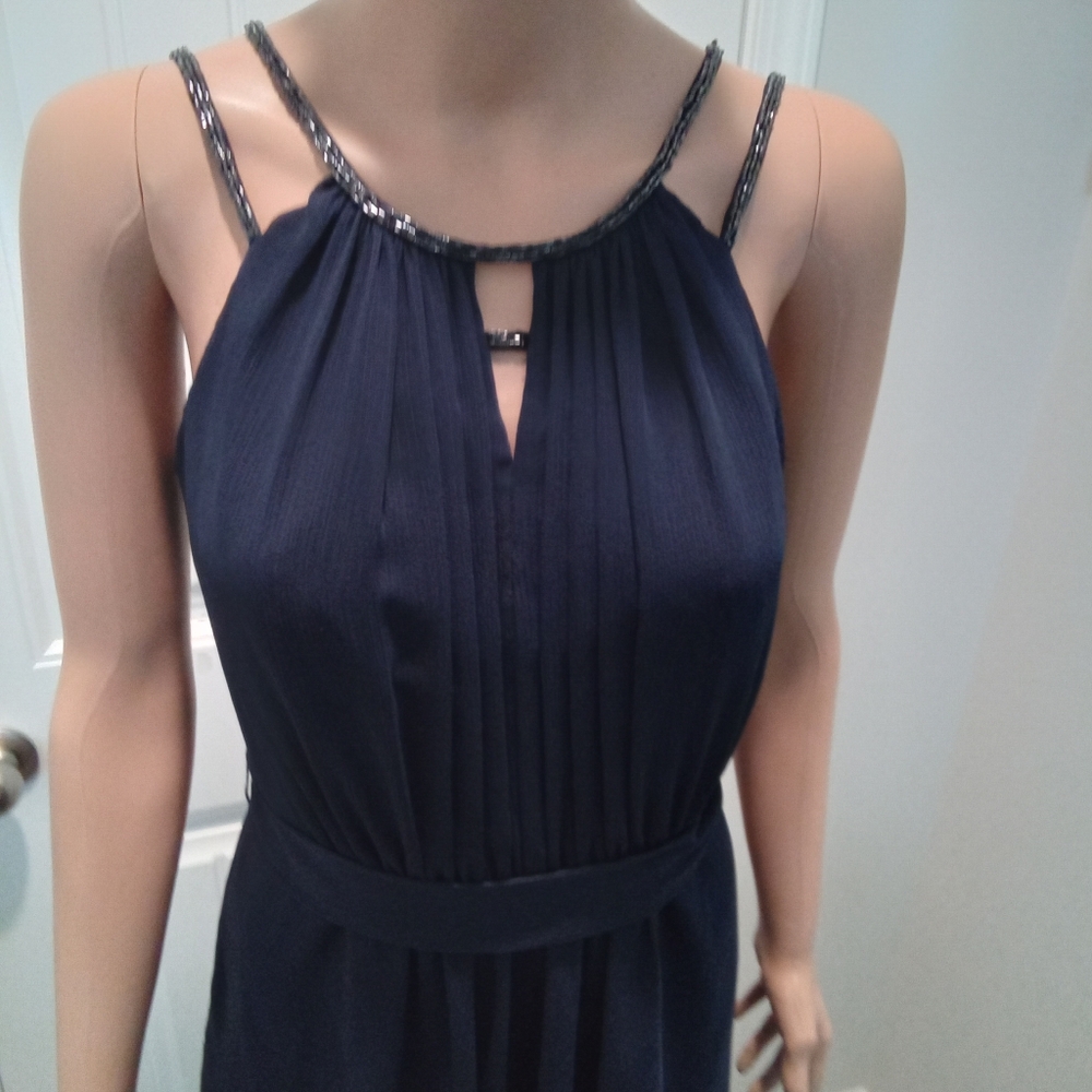 David's Bridal Size 4 Formal Elegant Navy Blue Halter Dress with Strapes…